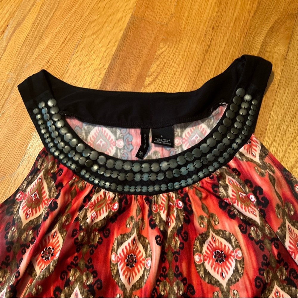 New Directions size large Bohemian Sleeveless top with Beaded Neckline - Picture 4 of 6